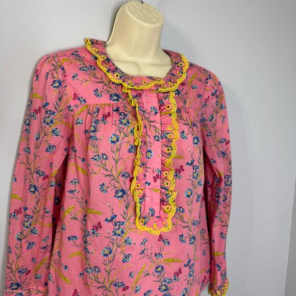 J. Crew Cotton Poplin Ruffle Blouse in Liberty® Wheat Bouquet floral print XXS - Picture 2 of 11